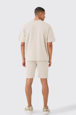 Overisized T-shirt & Short Interlock Set | BoohooMAN UK