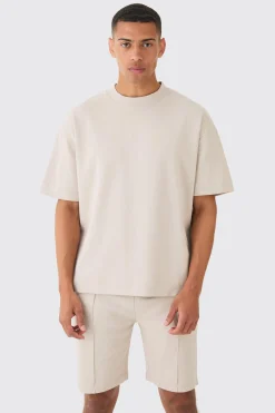 Overisized T-shirt & Short Interlock Set | BoohooMAN UK