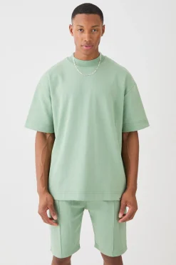Overisized T-shirt & Short Interlock Set | BoohooMAN UK