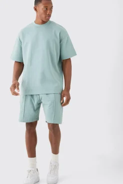 Overisized T-shirt & Short Interlock Set | BoohooMAN UK