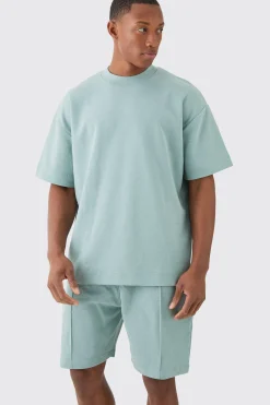 Overisized T-shirt & Short Interlock Set | BoohooMAN UK