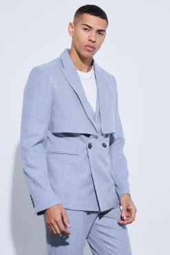 Overlay Detail Slim Fit Blazer | BoohooMAN UK