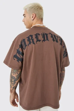 Oversize Heavy Large Text T-shirt | BoohooMAN UK