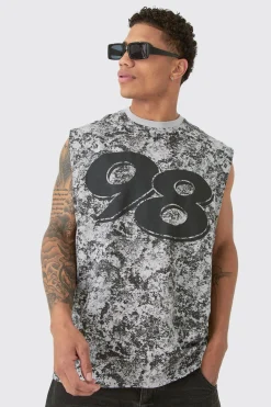 Oversized 98 Abstract Printed Tank | BoohooMAN UK