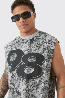 Oversized 98 Abstract Printed Tank | BoohooMAN UK