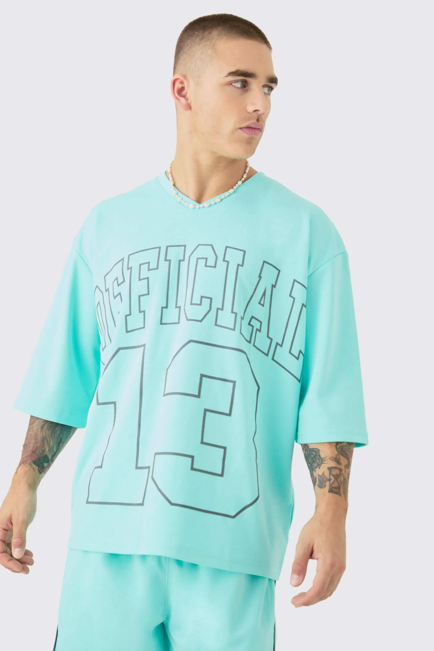 Oversized 1/2 Sleeve T-shirt & Short Set | BoohooMAN UK