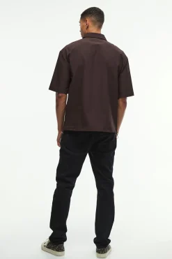 Oversized 1/4 Zip Bungee Hem Shirt | BoohooMAN UK