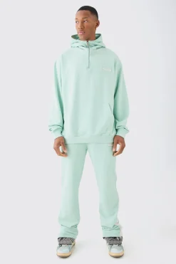 Oversized 1/4 Zip Washed Hooded Loopback Tracksuit | BoohooMAN UK