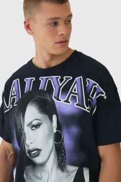 Oversized Aaliyah Over Seams License Print T-Shirt | BoohooMAN UK