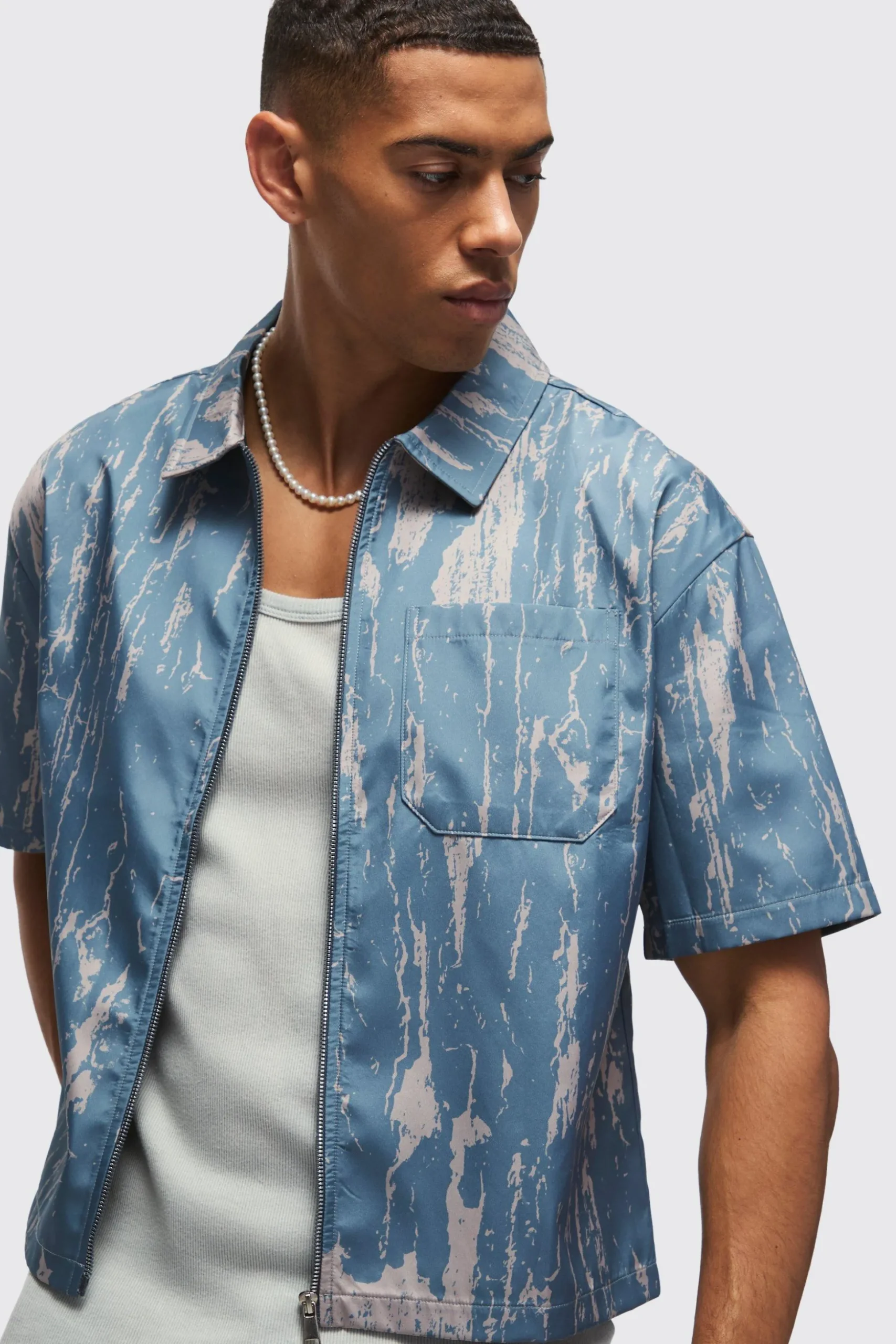 Oversized Abstract Boxy Shirt | BoohooMAN UK