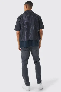 Oversized Abstract Boxy Shirt | BoohooMAN UK