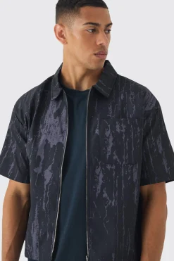 Oversized Abstract Boxy Shirt | BoohooMAN UK