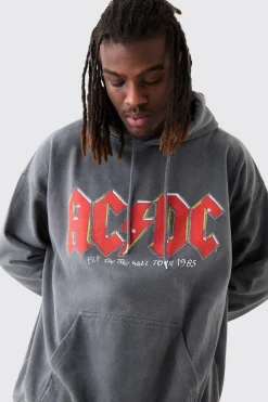 Oversized ACDC Band Wash License Hoodie | BoohooMAN UK