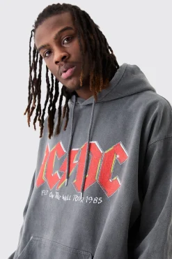 Oversized ACDC Band Wash License Hoodie | BoohooMAN UK