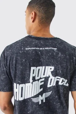 Oversized Acid Wash Graphic T-shirt | BoohooMAN UK