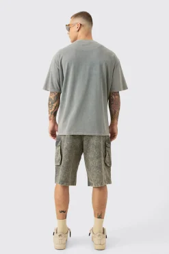 Oversized Acid Wash Man Embroidered Distressed T-shirt | BoohooMAN UK