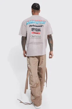 Oversized Acid Wash Motor Sport T-shirt | BoohooMAN UK