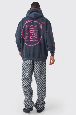 Oversized Acid Wash Multi Placement Hoodie | BoohooMAN UK