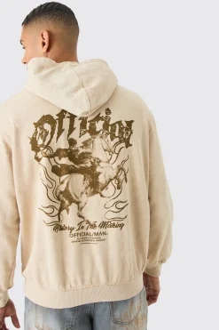 Oversized Acid Wash Official Graphic Hoodie | BoohooMAN UK