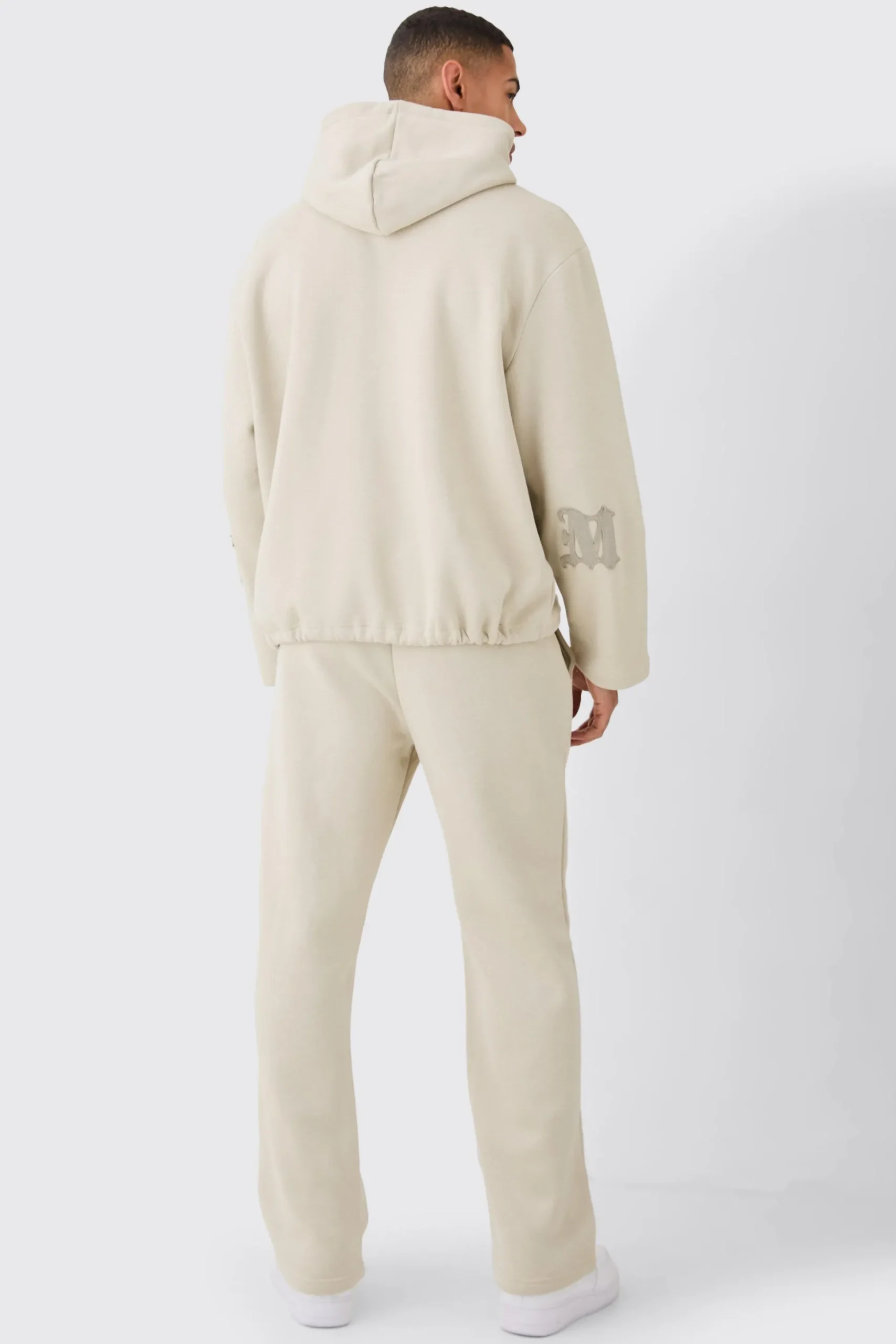 Oversized All Over Applique Open Hem Hoodie | BoohooMAN UK