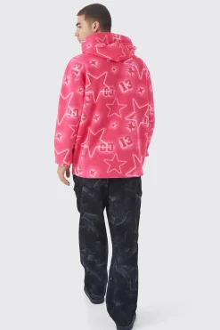 Oversized All Over Graffiti Ear Hoodie | BoohooMAN UK