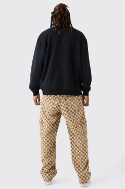 Oversized Applique Borg Sweatshirt | BoohooMAN UK