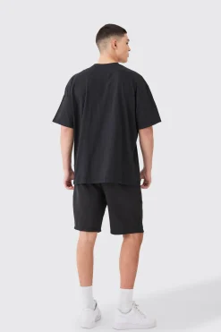 Oversized Applique T-shirt & Short Set | BoohooMAN UK
