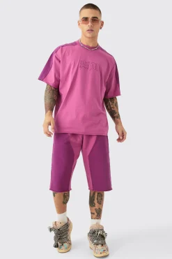 Oversized Applique T-Shirt And Jort Set | BoohooMAN UK