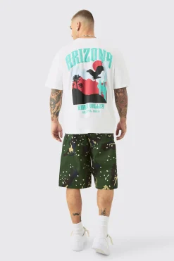 Oversized Arizona Landscape Back Print T-shirt | BoohooMAN UK