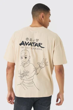 Oversized Avatar Last Airbender Anime Wash License Print T-shirt | BoohooMAN UK