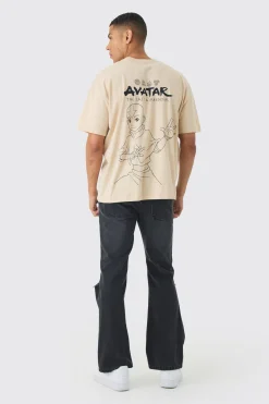 Oversized Avatar Last Airbender Anime Wash License Print T-shirt | BoohooMAN UK