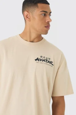 Oversized Avatar Last Airbender Anime Wash License Print T-shirt | BoohooMAN UK