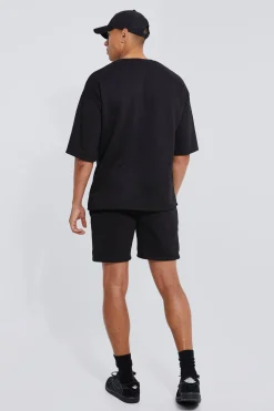 Oversized B Baseball Polo And Short Set | BoohooMAN UK