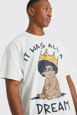 Oversized Baby Biggie Illustration License T-shirt | BoohooMAN UK