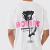 Oversized Back Print Homme Rose Print T-shirt | BoohooMAN UK