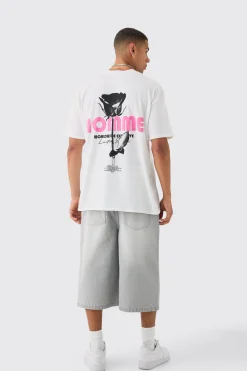 Oversized Back Print Homme Rose Print T-shirt | BoohooMAN UK