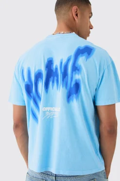 Oversized Back Print Washed Graffiti Homme T-shirt | BoohooMAN UK