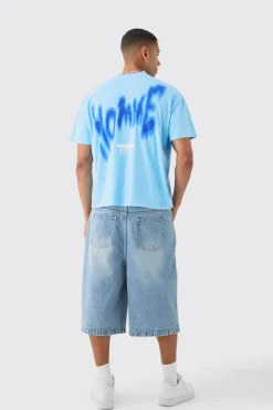 Oversized Back Print Washed Graffiti Homme T-shirt | BoohooMAN UK