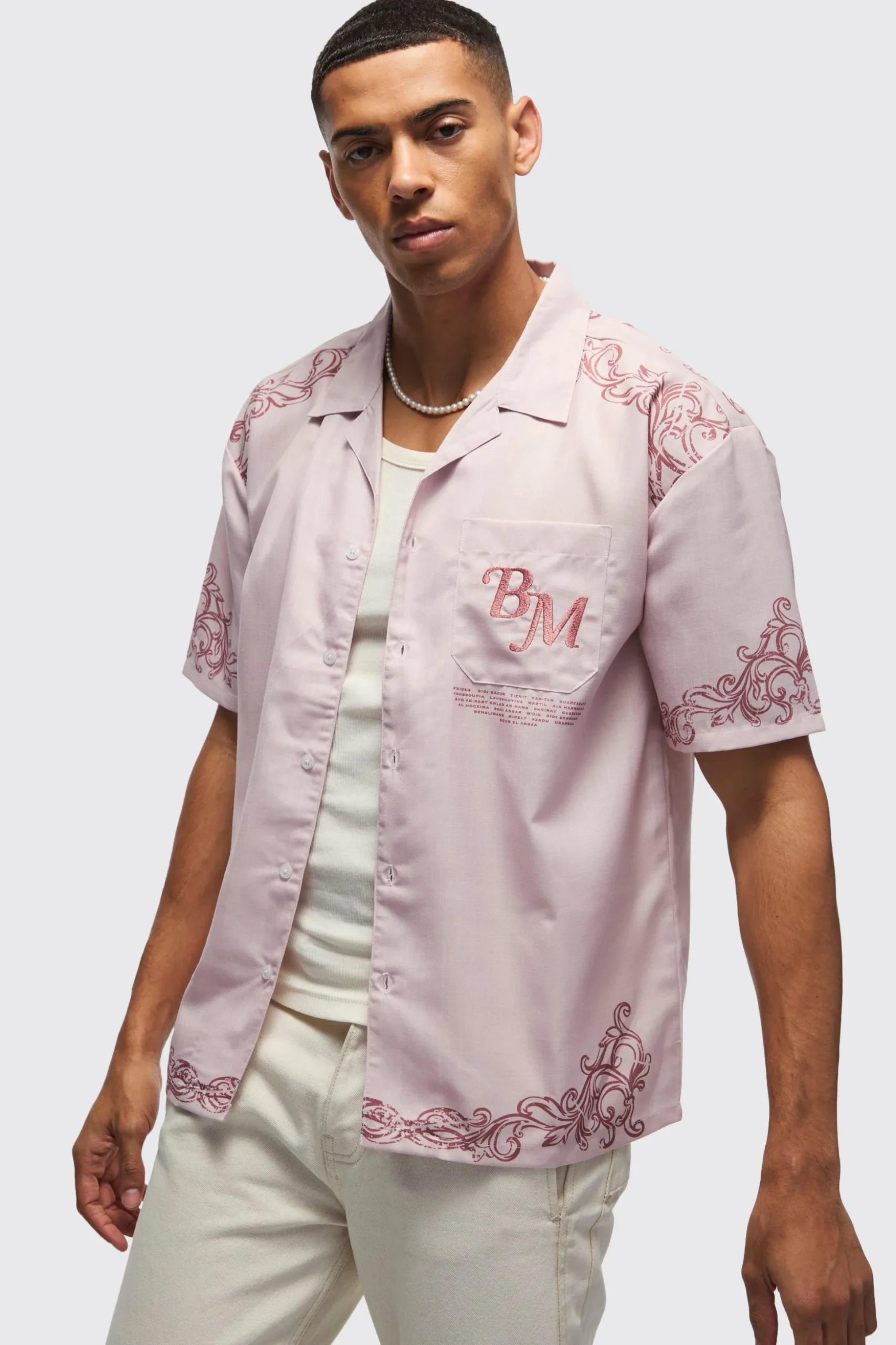 Oversized Back Printed Revere Shirt | BoohooMAN UK