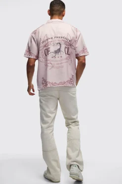 Oversized Back Printed Revere Shirt | BoohooMAN UK