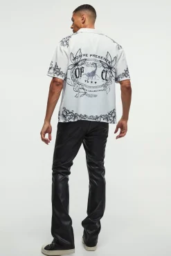 Oversized Back Printed Revere Shirt | BoohooMAN UK