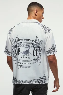Oversized Back Printed Revere Shirt | BoohooMAN UK