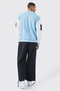Oversized Badge Jersey Varsity Bomber Jacket | BoohooMAN UK