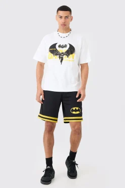 Oversized Batman License T-shirt And Mesh Short Set | BoohooMAN UK