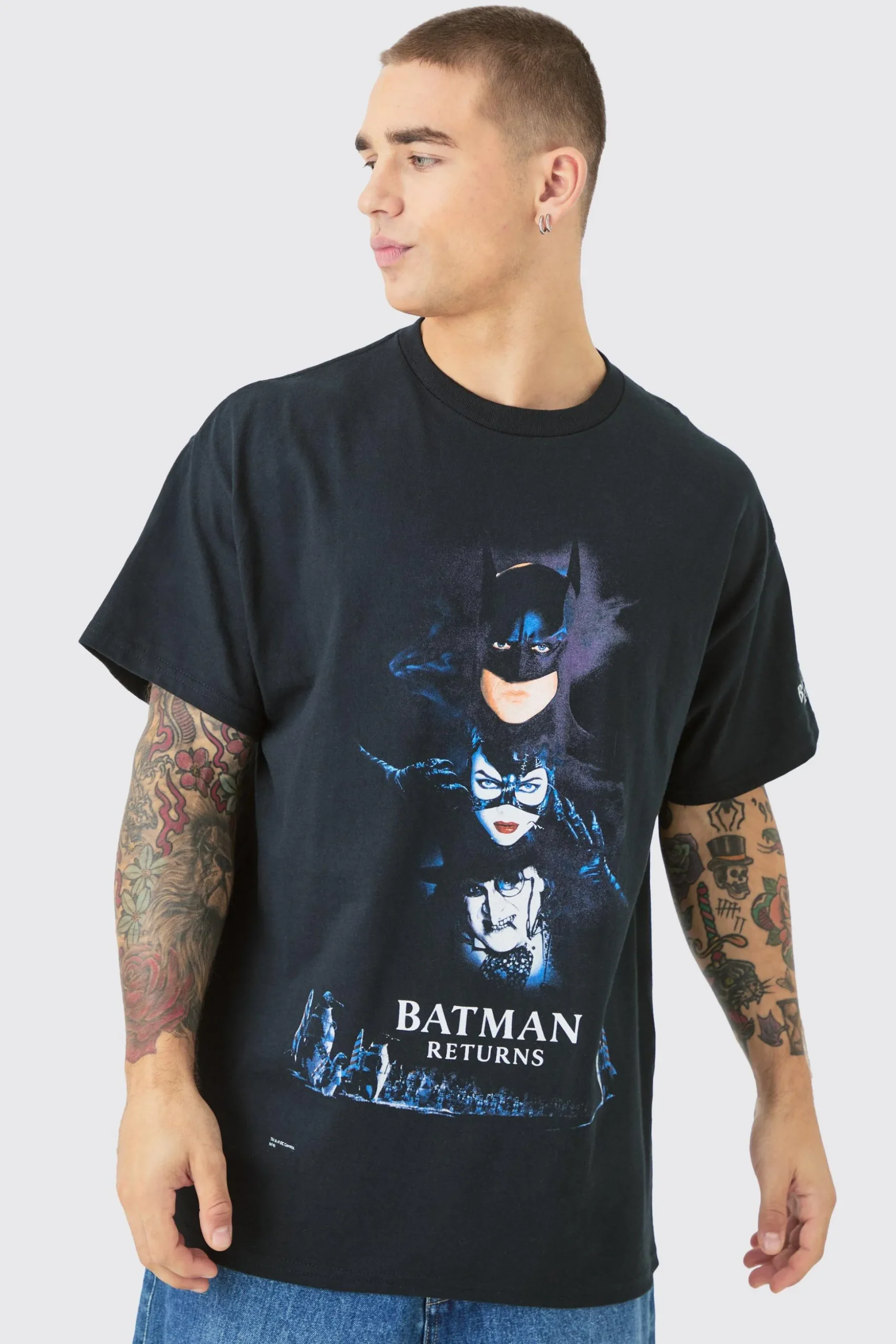 Oversized Batman Returns License T-shirt | BoohooMAN UK