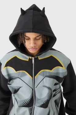 Oversized Batman Zip Up License Hoodie | BoohooMAN UK
