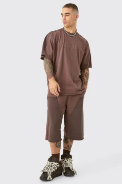 Oversized BHM Applique T-shirt & Carpenter Jort Set | BoohooMAN UK