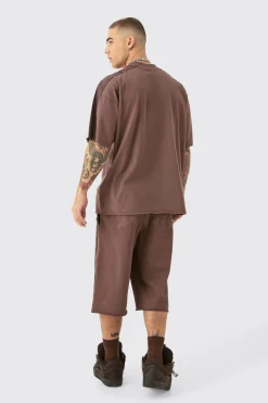 Oversized BHM Applique T-shirt & Carpenter Jort Set | BoohooMAN UK