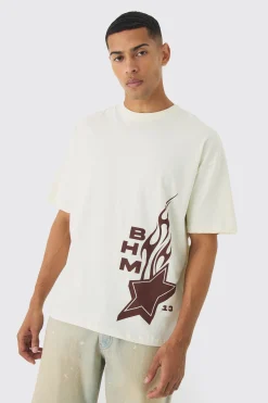 Oversized BHM Star Back Print T-Shirt | BoohooMAN UK