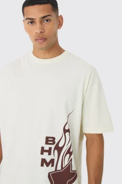 Oversized BHM Star Back Print T-Shirt | BoohooMAN UK